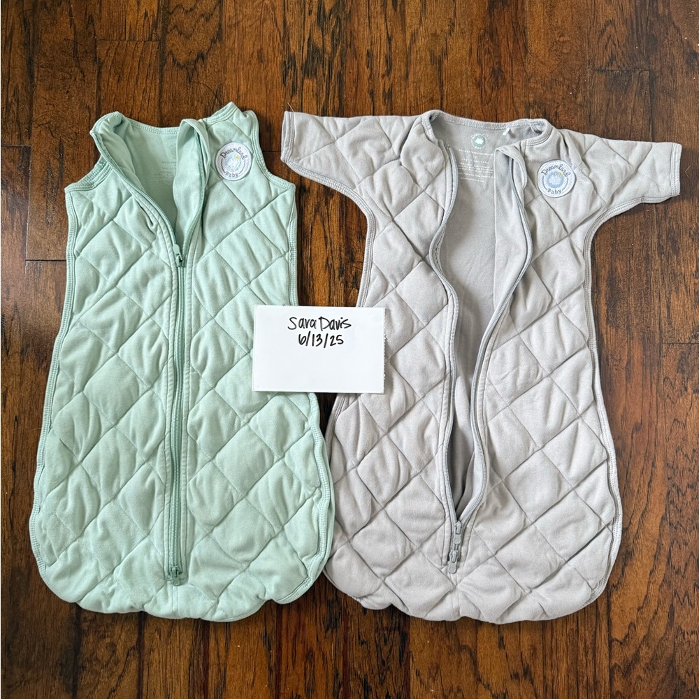 Quilted Sleep Sack Set - Mint Green & Gray